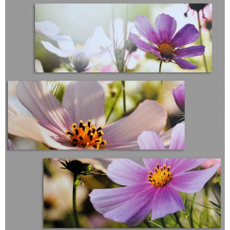 Třidílný dekorační obraz s motivem květin - 3D_6060_00001